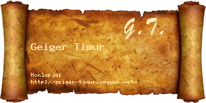 Geiger Timur névjegykártya